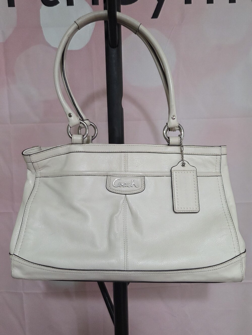 Coach Cream Leather Shoulder Tote Bag